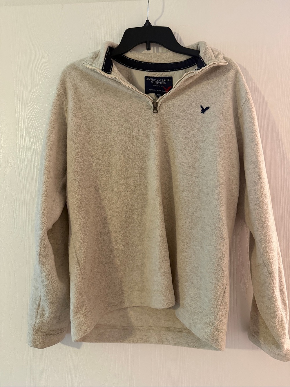 American Eagle Outfitters Beige Half-Zip Fleece Pullover